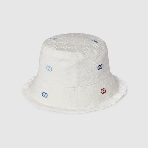 Children's GG cotton bucket hat - white