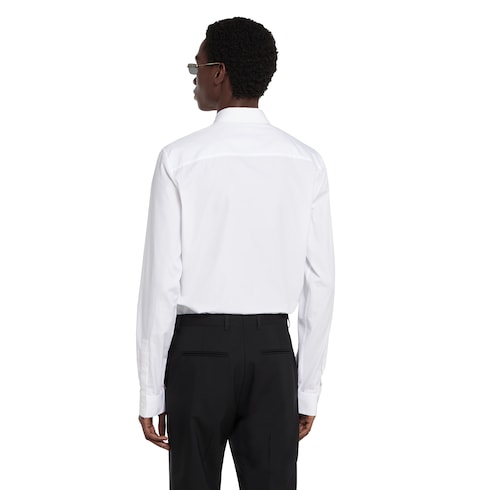 Cotton poplin shirt with embroidery - white