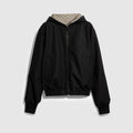Reversible cotton canvas zip jacket - black and dark brown