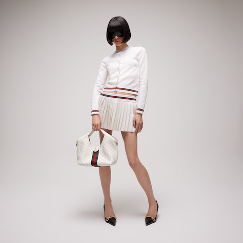 Gucci Giglio small tote bag - white GG leather