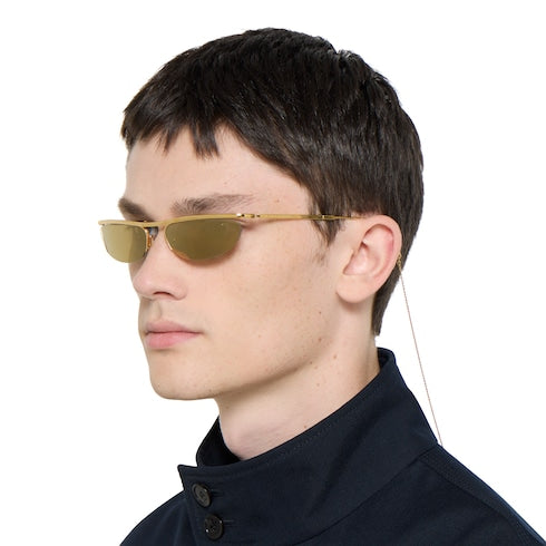 Foldable oval-shaped sunglasses - gold-toned