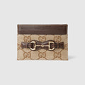 Card case with Horsebit - sand and brown GG canvas