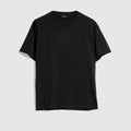 Cotton jersey T-shirt with embroidery - black