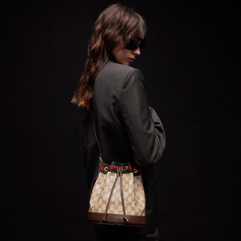 Gucci Venice small bucket bag - sand and brown GG canvas