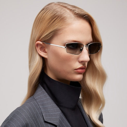 Rectangular optical frame - silver-toned