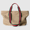 GG medium tote bag - sand and brown GG canvas