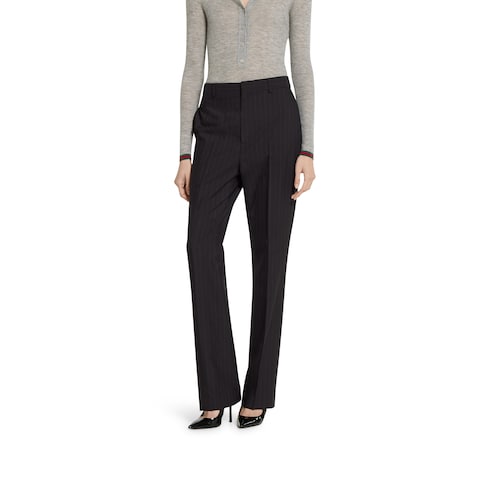 Pinstripe Gucci wool jacquard pants - black