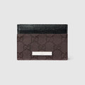 Card case with Gucci plaque - dark brown GG canvas