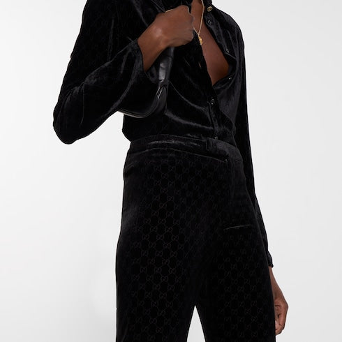 GG stretch devoré velvet pants - black