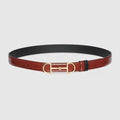 Reversible belt with Horsebit buckle - chestnut and black leather