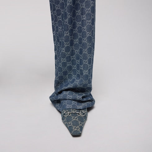 Women's Vittoria ballerina - dark blue GG denim