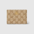 GG Marmont small wallet - sand and brown GG canvas