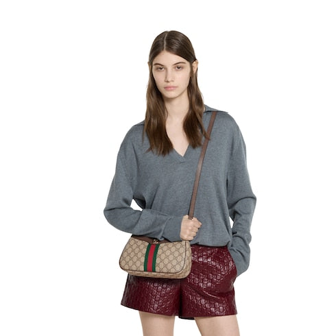 Ophidia small shoulder bag - beige and brown GG fabric