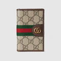 Ophidia long card case - beige and dark brown fabric