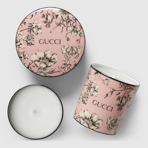 Gucci Flora Sketch print round box - pink and ivory porcelain