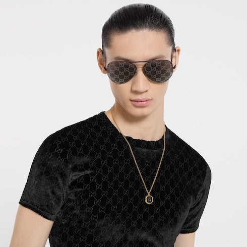 GG stretch velvet devoré T-shirt - black