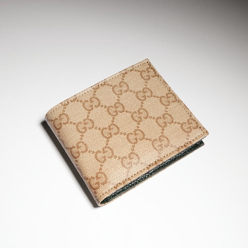 Gucci Essence Classic bi-fold wallet - sand and brown GG canvas