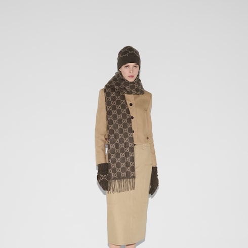 GG cashmere hat - brown and beige