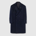 Double-breasted light cashmere coat - dark blue