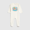 Baby cotton one-piece with print - white