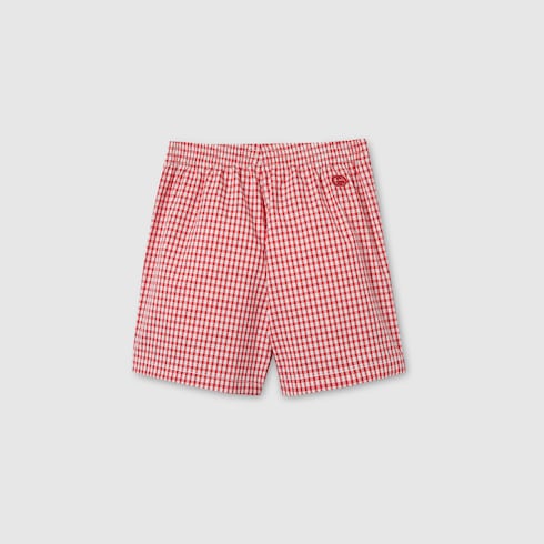 Baby gingham cotton shorts - red and white