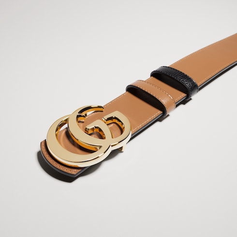 Reversible GG Marmont belt - black and beige leather
