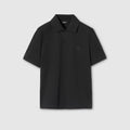 Cotton piquet polo shirt with embroidery - black