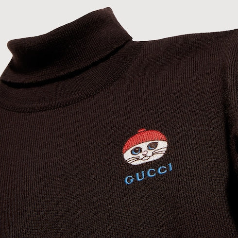 Children's wool turtleneck sweater - brown