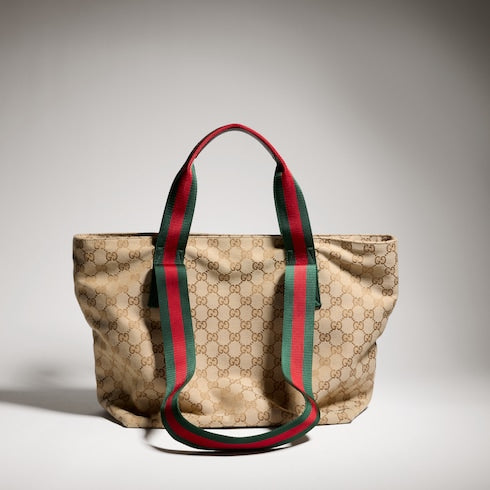 GG small tote bag - sand and brown GG canvas