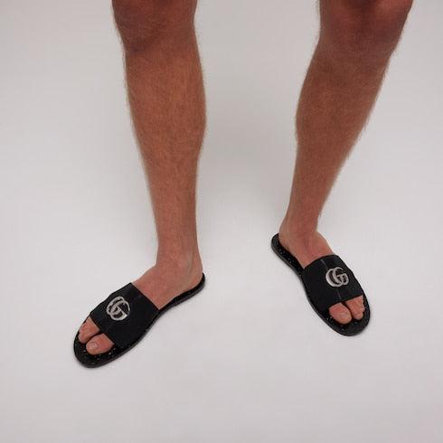 Men's Riviera slide sandal - black elastic band