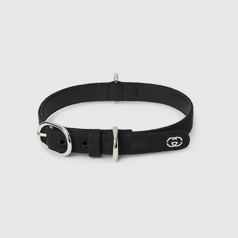 Small/medium pet collar - black GG canvas