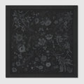 Printed cotton silk pocket square - black and grey