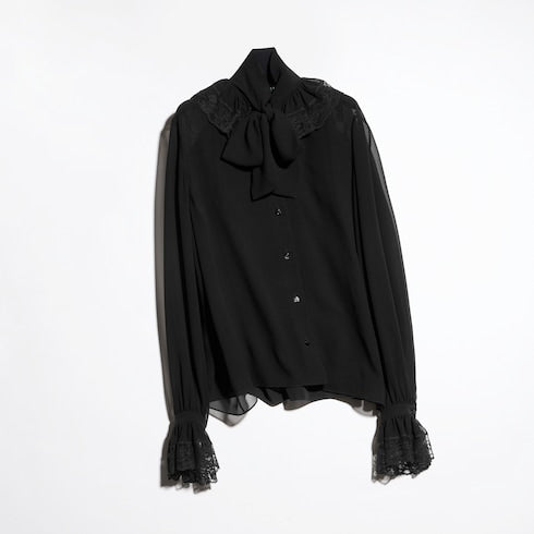 Light silk georgette shirt - black