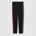Stretch nylon sportswear pants with Web - black