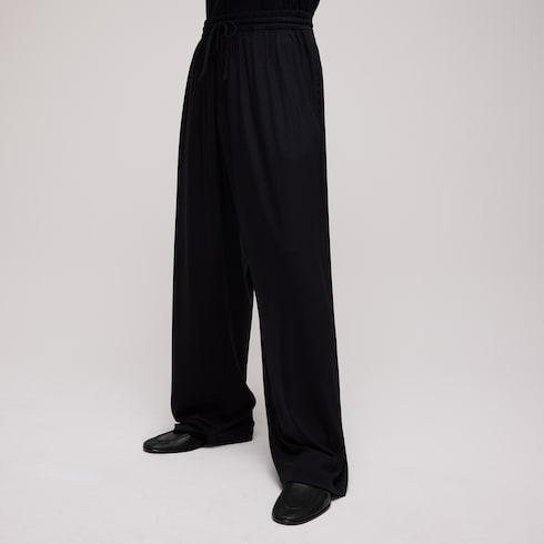 Soft rayon jersey sportswear pants - black