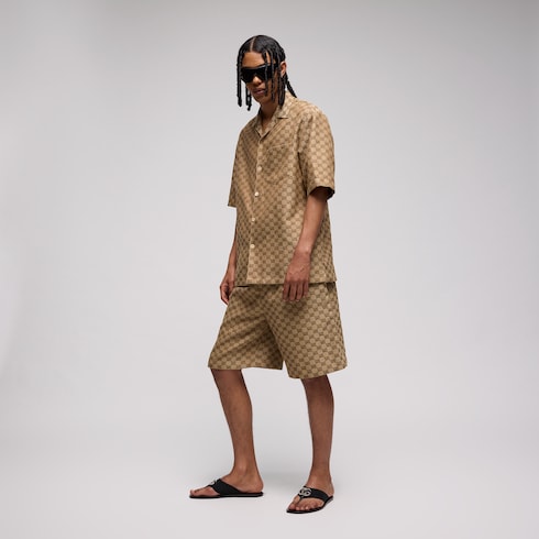 GG Supreme linen shorts - beige and ebony