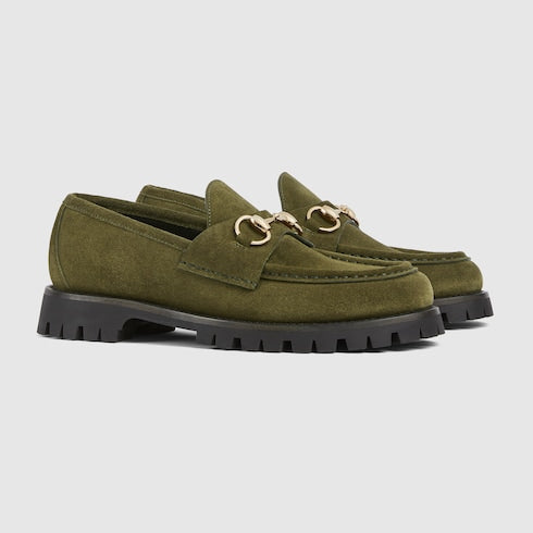 Women's loafer with Horsebit - dark green suede