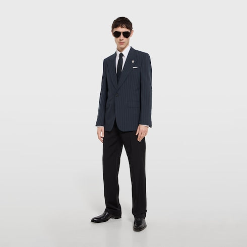 Gucci pinstripe wool jacket - dark blue and grey