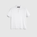 Silk cotton polo shirt with embroidery - ivory