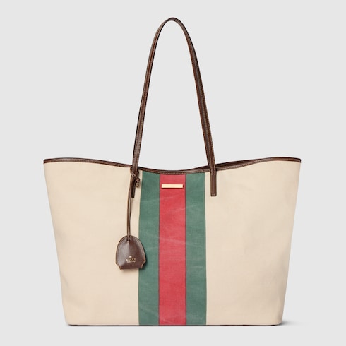 Gucci Tribeca large tote bag with charm - natural canvas