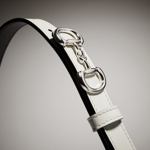 Thin belt with Horsebit buckle - white leather