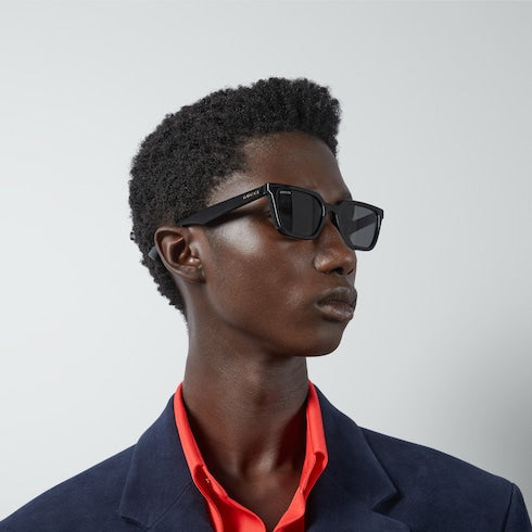 Rectangular-frame sunglases - black injection
