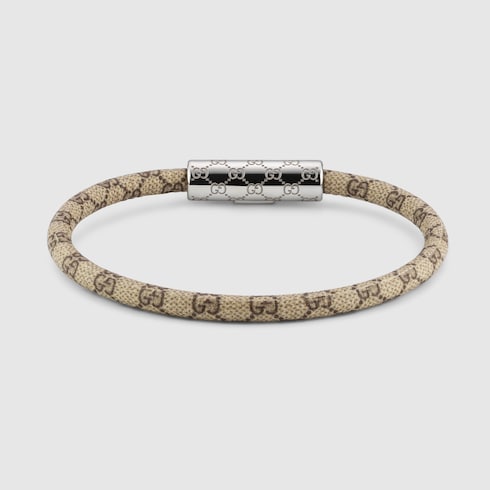 Bracelet with GG detail - beige and brown GG Supreme