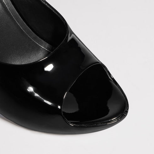 Women's stiletto platform slide - black patent leather