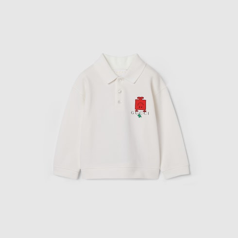 Baby cotton polo sweatshirt - off white
