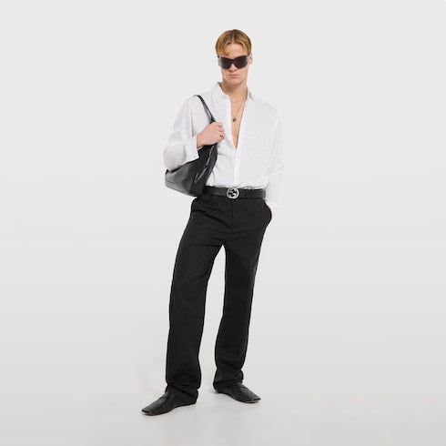 GG silk jacquard shirt - white