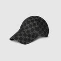 GG cotton denim baseball hat - black