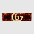 Hair clip with Double G - brown tortoiseshell resin