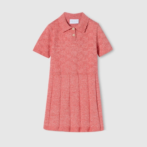 Children's GG cotton polo dress - light red
