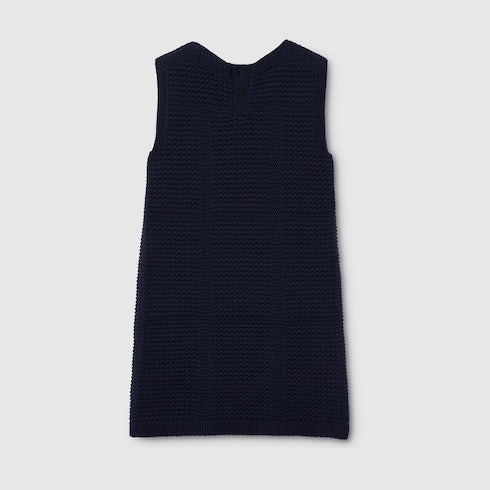 Children's cotton crochet dress - dark blue